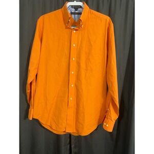 Tommy Hilfiger Mens M Orange Button Up Shirt TLC Lifetime Collar Cotton Pocket L